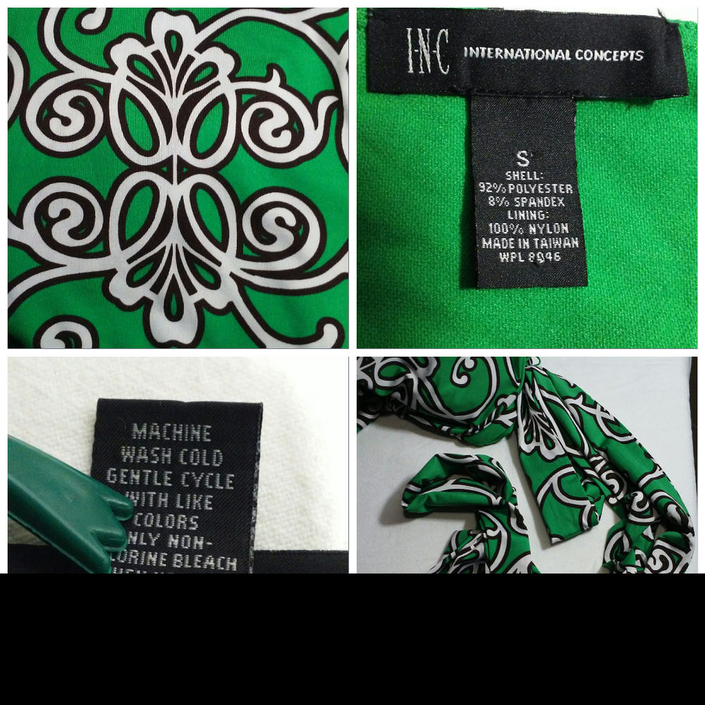INC dress Size S Green White brown swirls Travel - Picture 4 of 7